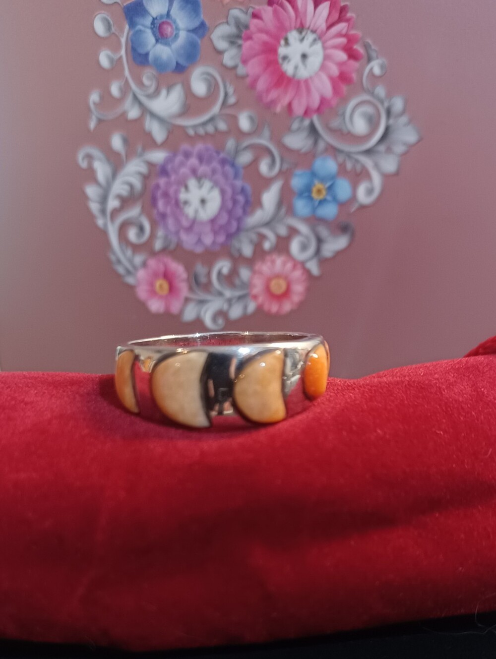 Men's Sterling Silver Platinum Overlay Turquoise Ring